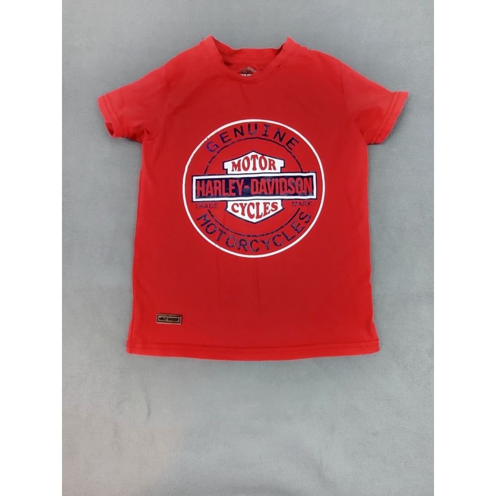 Harley-Davidson Graphic T-Shirt 4yrs Red Short Sleeve Cotton Biker Crew Neck Tee